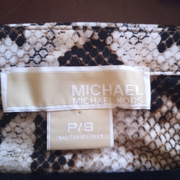 Micheal Kors Animal Print Snakeskin Flowy Mobwife Gold Lace Up Belted Dress - Picture 7 of 7